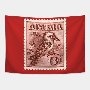 Red Kookaburra Postage Stamp Tapestry