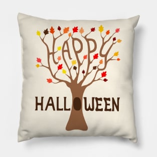 Happy Halloween Fall Tree Pillow