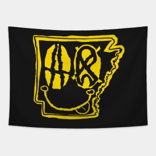 AR Eyes Arkansas Grunge Smiling Face Yellow Tapestry