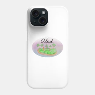 Alad watercolor Island travel, beach, sea and palm trees. Holidays and rest, summer and relaxation Phone Case