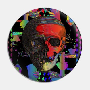 Trippy Psychedelic Skull Colorful Mushroom Skeleton Pin