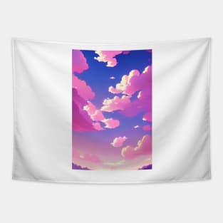 Pink Clouds Anime Art Style Landscape Tapestry