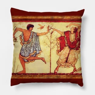 ETRUSCAN DANCERS Antique Tarquinia Fresco Pillow