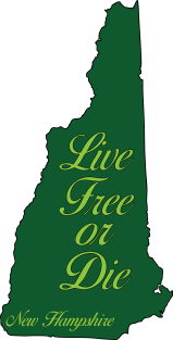 Live Free or Die NH state map Magnet