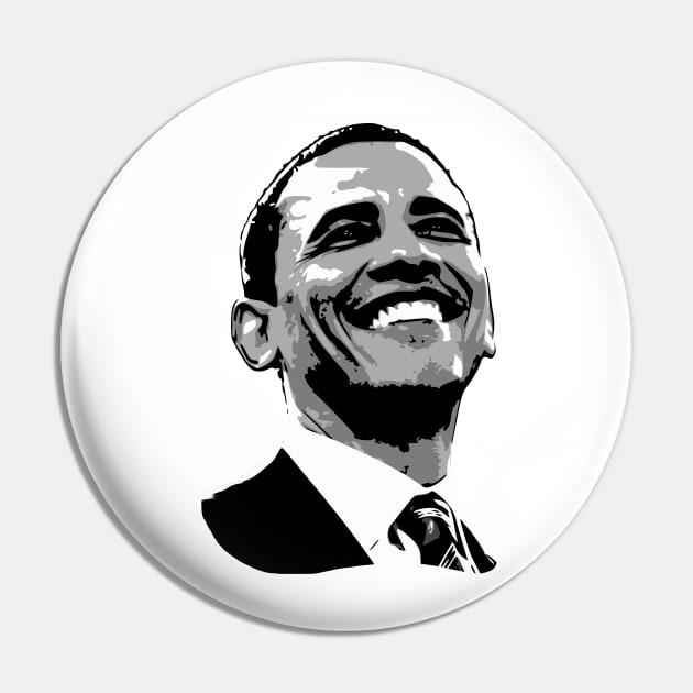 Barack Obama Smile Grayscale Pop Art Pin by Nerd_art