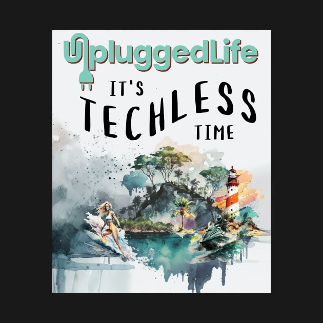 Unplugged Life Techless Time Tropical Island Watercolor Tee by UnpluggedLife