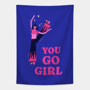 You go girl. Roller girl. Skater girl illustration Tapestry