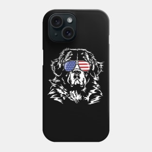 Proud Newfoundland American Flag sunglasses dog Phone Case