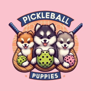 Pomsky Puppies Pickleball Design T-Shirt