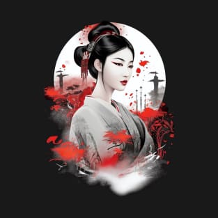 Geisha Girl and Moon T-Shirt