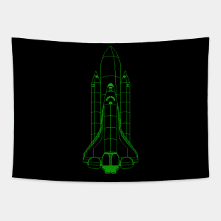 Pixel Art: Space Shuttle (Green) Tapestry