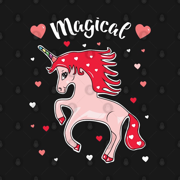 Magical Unicorn Valentines Day With Hearts by FruitflyPie