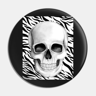 Skull (On Zebra Print Background) Pin