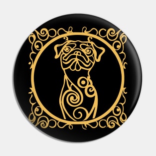 Pug Art Nouveau Dog Owner Pugs Funny Dog Pin