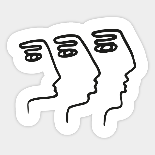 Abstract Faces Fingers Doodle One Line Art Abstract Face One Line Art Sticker Teepublic