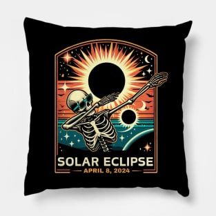 Solar Eclipse April 8th 2024 dabbing skeleton Total Eclipse 2024 Pillow