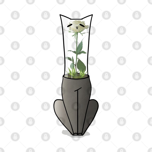 White Rose Vase Cat :: Canines and Felines by Platinumfrog