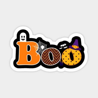 Ghost, Spider, Bat and Witch Hat Boo Halloween Magnet