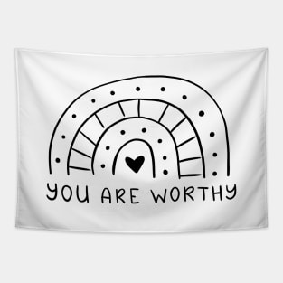 You Are Worthy | Line Art Design Tapestry