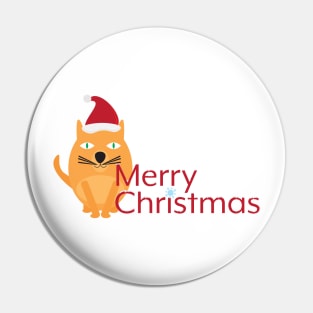 Merry Christmas with Cute Cartoon Cat Pin