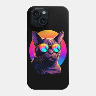 Retro Wave Burmese Cat Shirt Phone Case