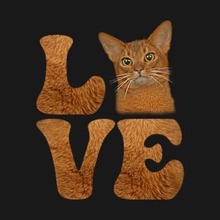 Abyssinian Orange Cat Feline LOVE T-Shirt