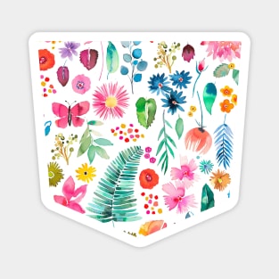 Pocket - Colorful Flowers Forest Plants Multicolored Magnet