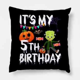 Kids 5Th Birthday Monster Pumpkin Halloween Costume Pillow