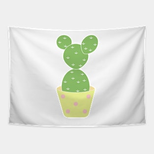 Cute green bunny ears cactus in a yellow pot Tapestry