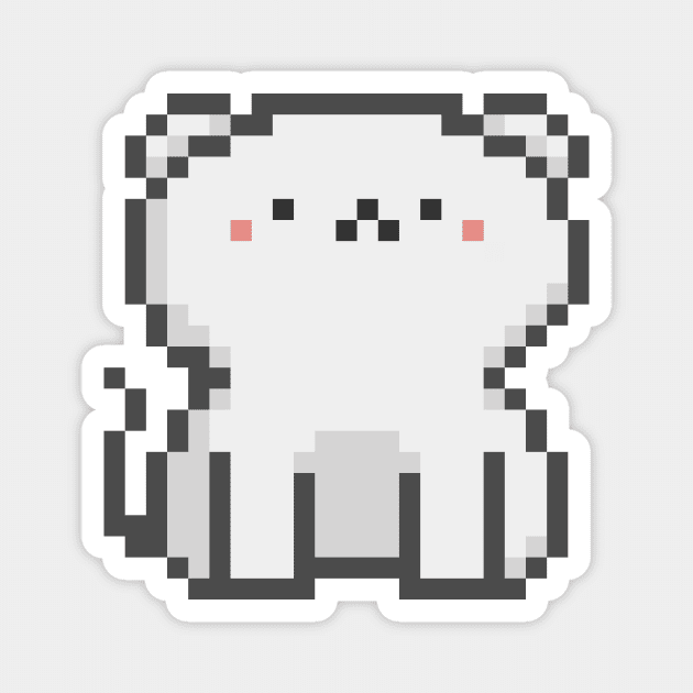 Pixel Quiet Scottish Fold White Cat 32 Magnet by Infinite Mew Mew