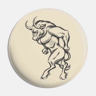 Minotaur Engraving Illustration Pin