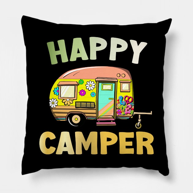 Happy Camper Pillow by Whimsical Frank