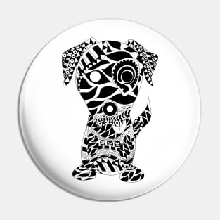 white aztec dog in mandala pattern ecopop Pin