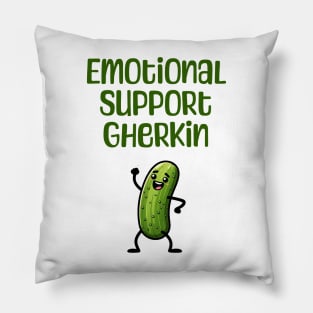 Emotional Support Gherkin, fun enthusiastic small pickle that cheers you on Pillow