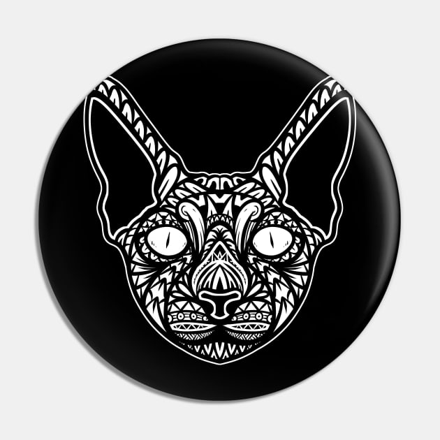 Sphynx Cat Tribal Pin by Barabarbar artwork