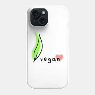 Vegan Heart Love Leaf Comic Cute Classic Animals Protect Save Green Cute Gift Simple Phone Case