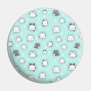 Seamless Pattern Cute Kawaii Cats Pin