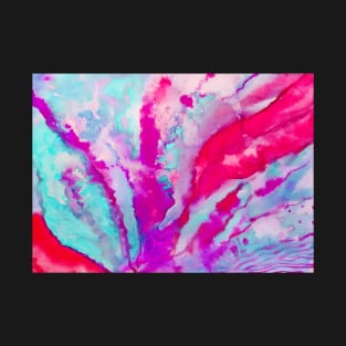 Hot Pink and Turquoise Flowing Abstract Watercolour T-Shirt