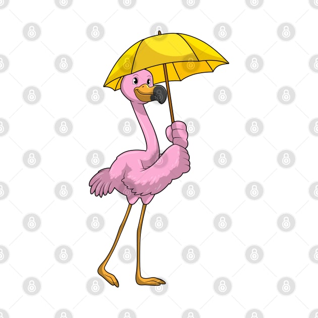 Flamingo at Raining with Umbrella by Markus Schnabel