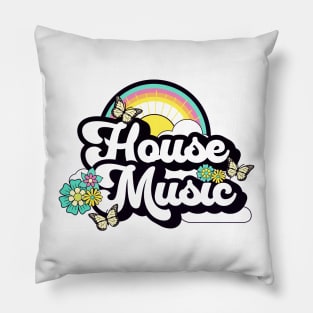 HOUSE MUSIC  - Butterfly Rainbow (blue/yellow) Pillow