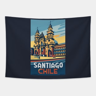 A Vintage Travel Art of Santiago - Chile Tapestry