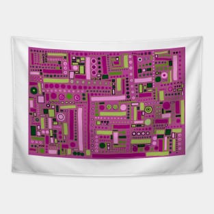 Funky Maze ~ Rose and Lime Green Tapestry