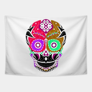 black sugar skull ecopop with a dangerous smile in mexican pattern design Tapestry