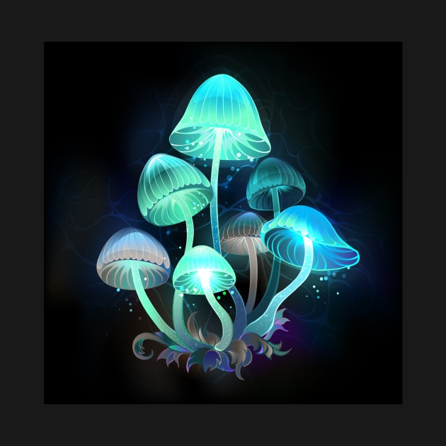 Glowing Blue Toadstools by Blackmoon9