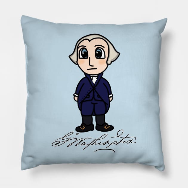 Chibi President George Washington With Signature Pillow by Aeriskate