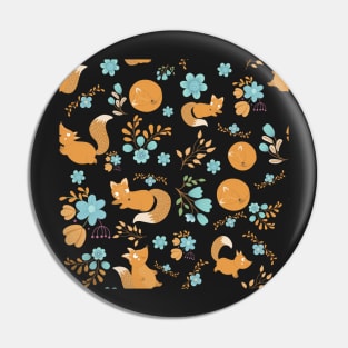 Cute foxy pattern with flowers and fox pups Pin