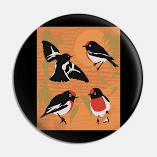 Red capped Robin gum leaves Pin