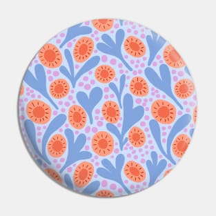 Wild colorful boho floral pattern in light blue and coral Pin