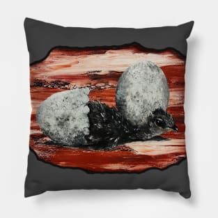 Hatching Chicken - a cute baby chick, birds Pillow