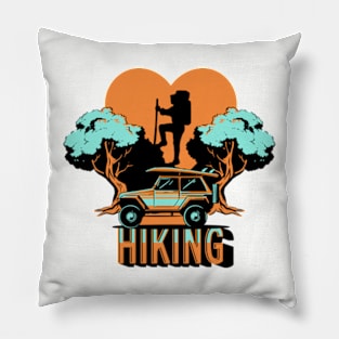 I Love Hiking Retro Pillow